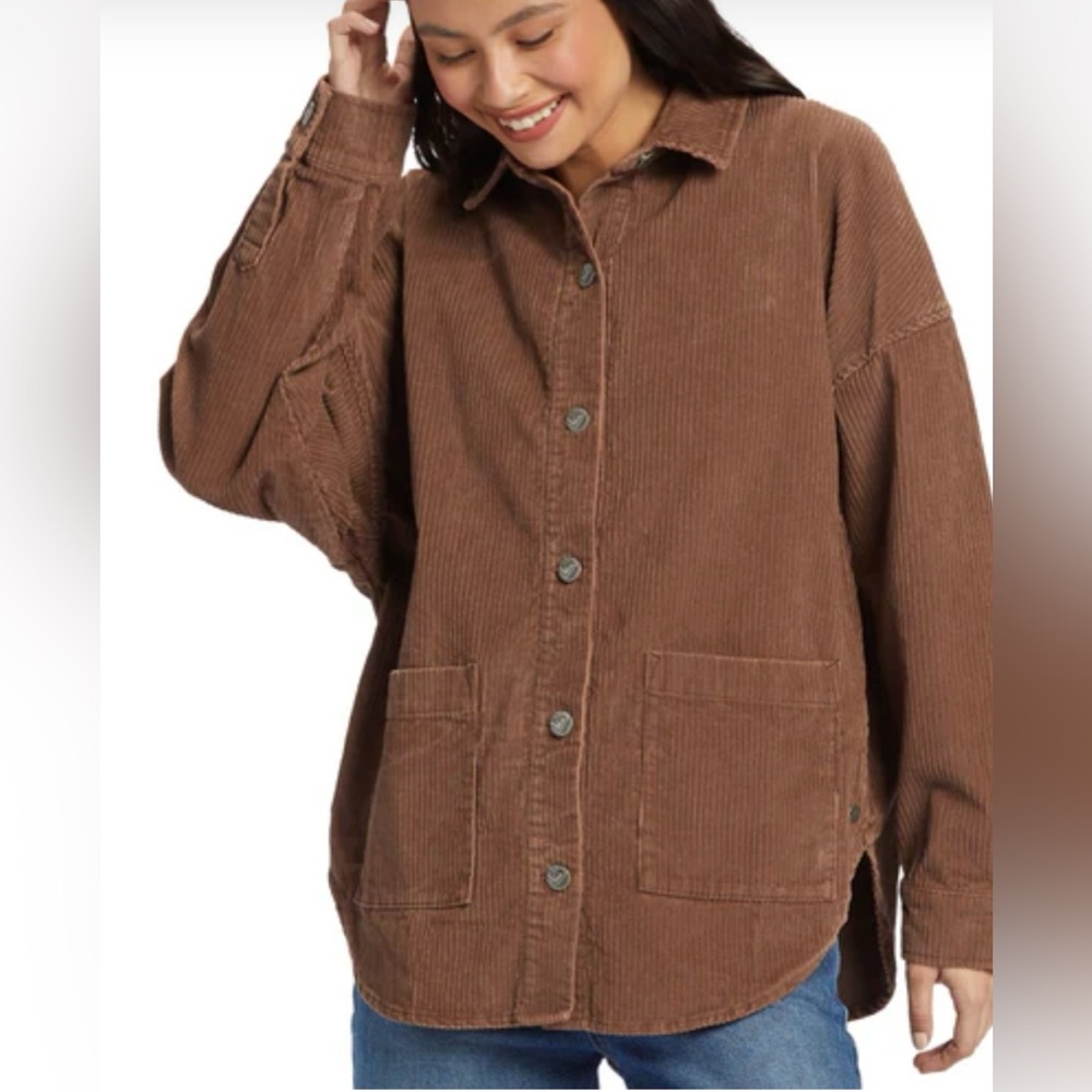 Roxy Women's Kick Back Washed Corduroy Long Sleeve Shirt size L NEW with tag